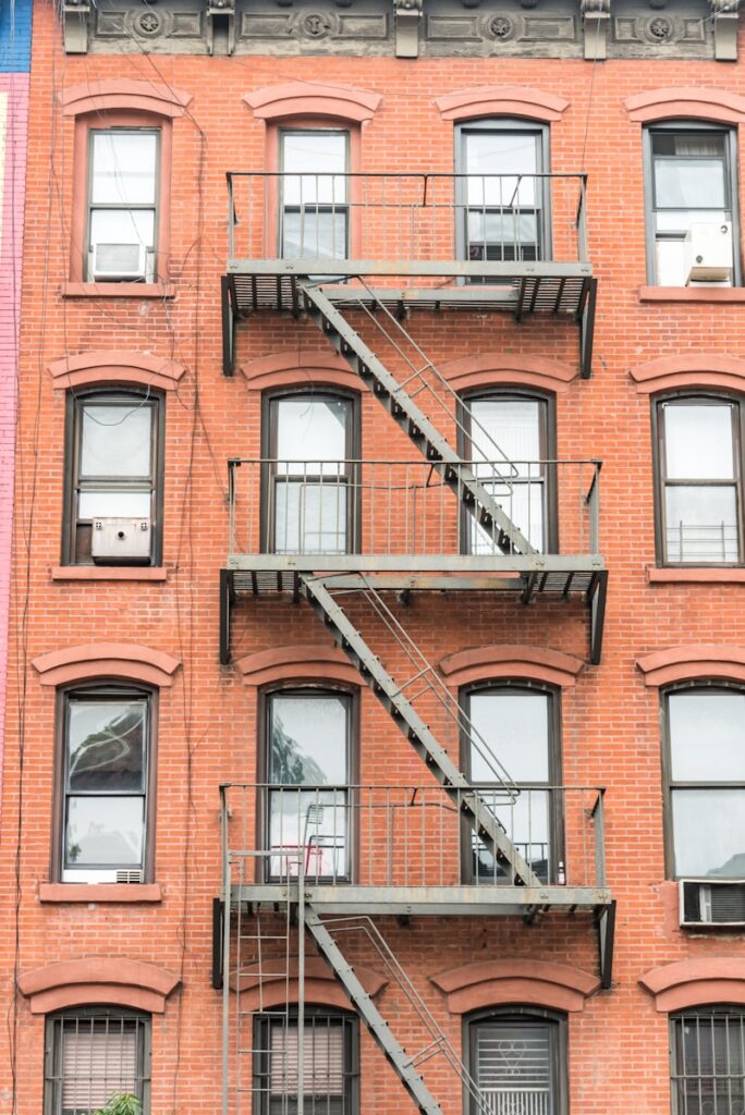 a building with windows and a staircase